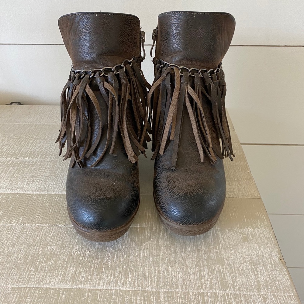 Fringe Wedge Bootie